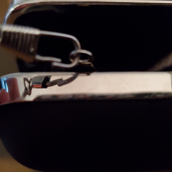 Black Silk Handbag/Clutch w/Flower - Picture 6 of 6